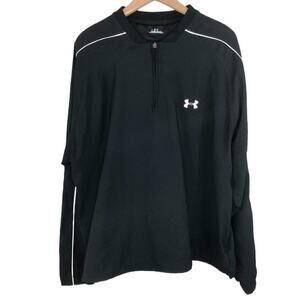 Under Armour Long Sleeve Black 1/4 Zip Pullover Jacket Sz‎ L Side Zip Drawstring